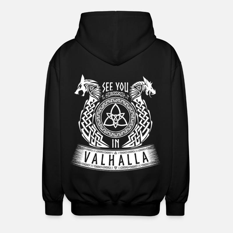 See You In Valhalla Wikinger Germanen Drache Wolf - Unisex Kapuzenjacke - Schwarz