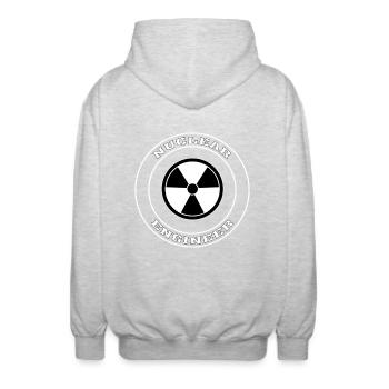 Cadeau d'ingénieur nucléaire, chemise de génie nucléaire - Veste à capuche unisexe - gris clair chiné - Dos - AI Model Male 185 light (185cm)
