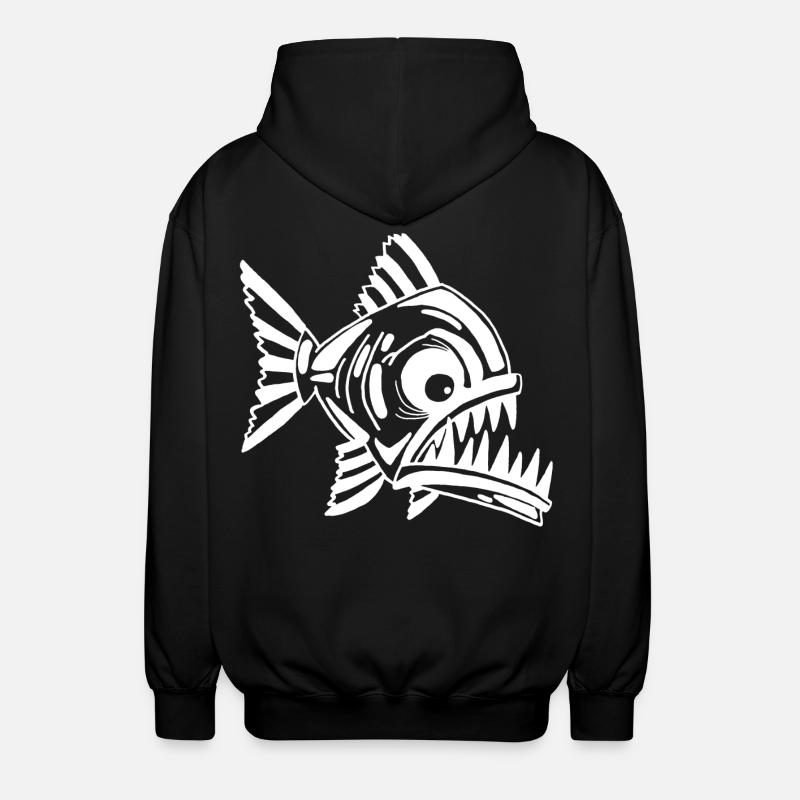 Carnivorous white fish - Unisex Hooded Jacket - black