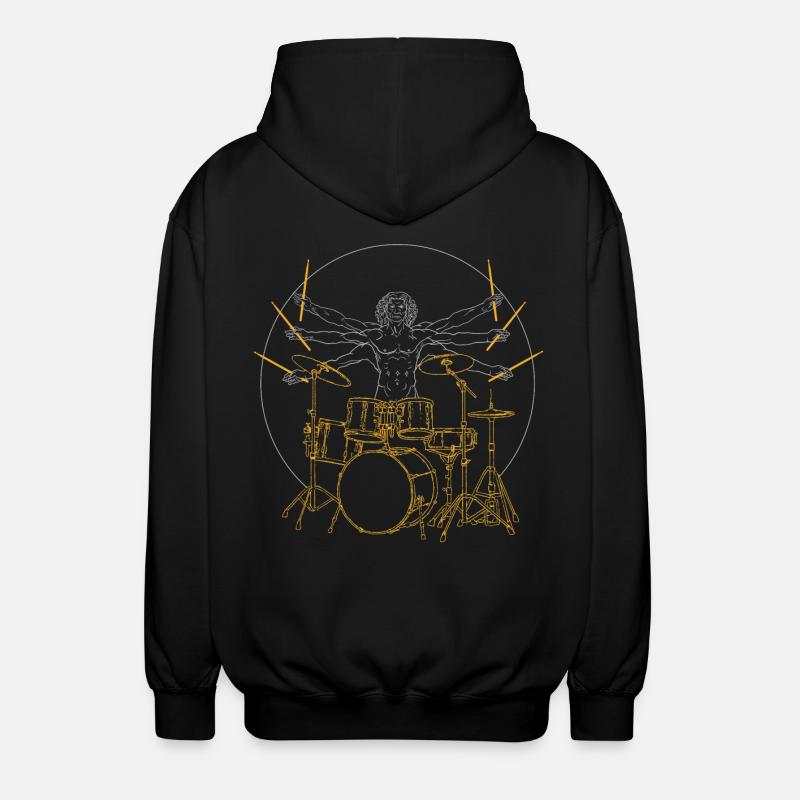 Drums Da Vinci - Cadeau Drummer Rock - Veste à capuche unisexe - noir
