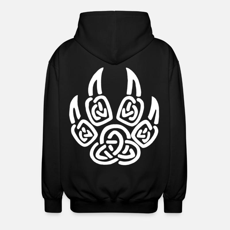 White viking wolf claws - Unisex Hooded Jacket - black