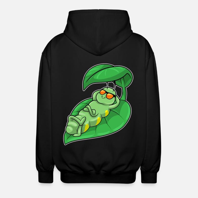 Chenille avec feuille - Veste à capuche unisexe - noir