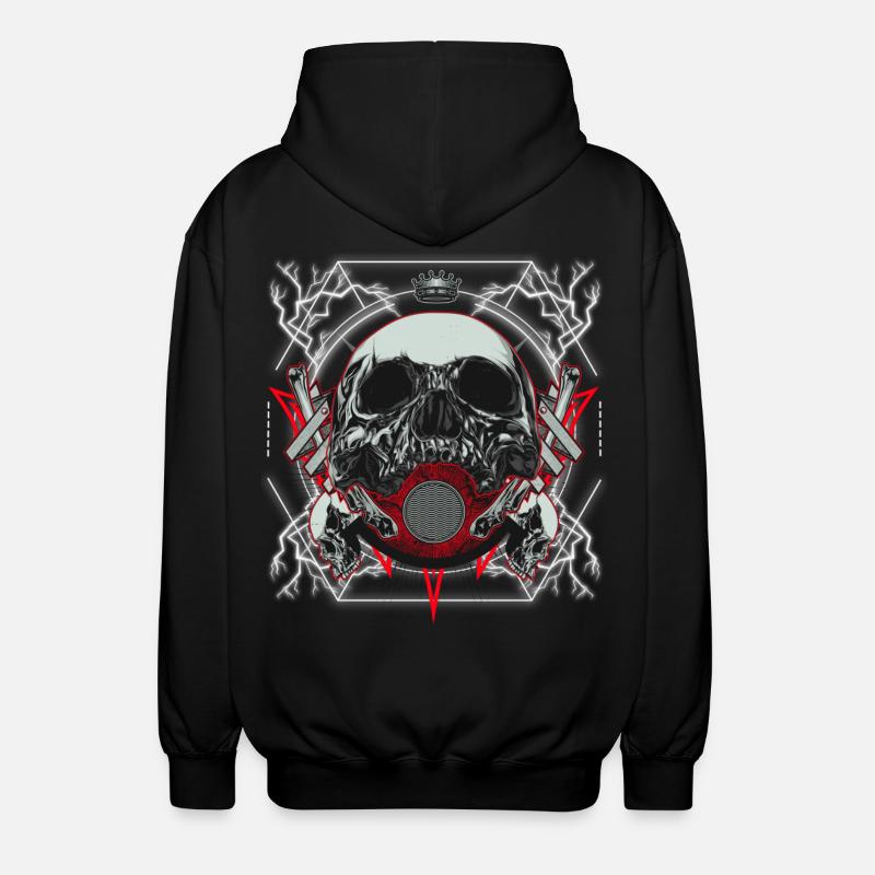 Schädel Kunstwerk mit Blitz - Unisex Kapuzenjacke - Schwarz