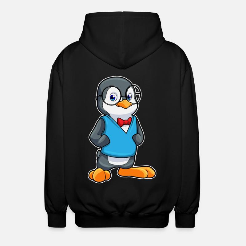 Pinguin als Nerd mit Brille - Unisex Kapuzenjacke - Schwarz