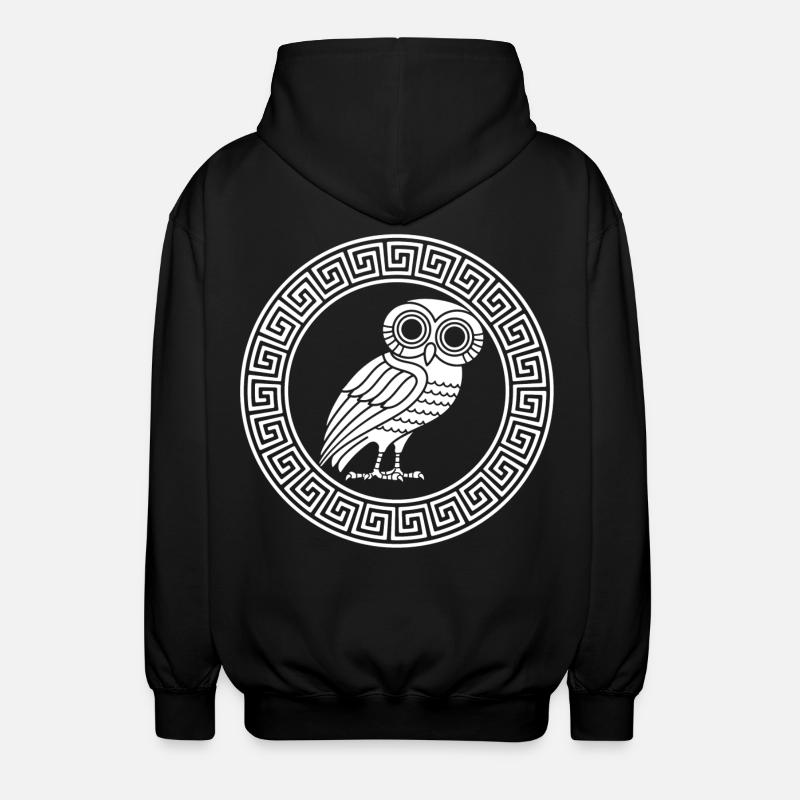 Griechisches Symbol der weißen Eule - Unisex Kapuzenjacke - Schwarz