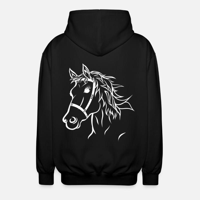 Pferdekopf illustration Pferd - Unisex Kapuzenjacke - Schwarz