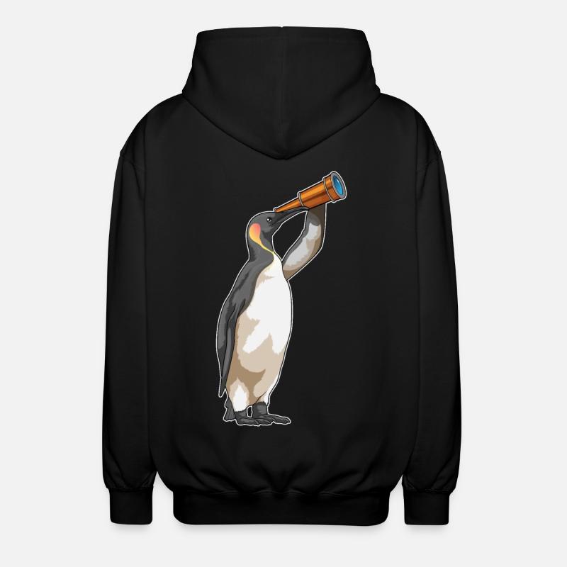 Pingouin avec télescope - Veste à capuche unisexe - noir