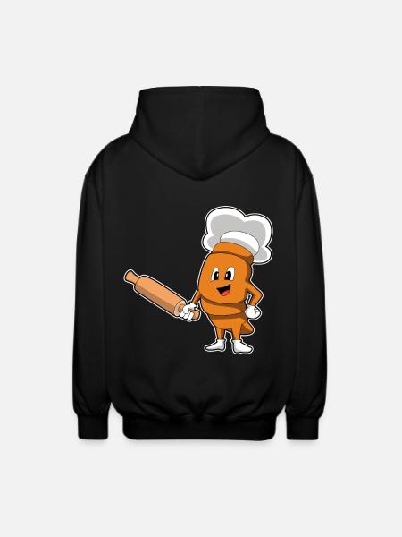 Bread Baker Rolling Pin Baking - Unisex Hooded Jacket - black