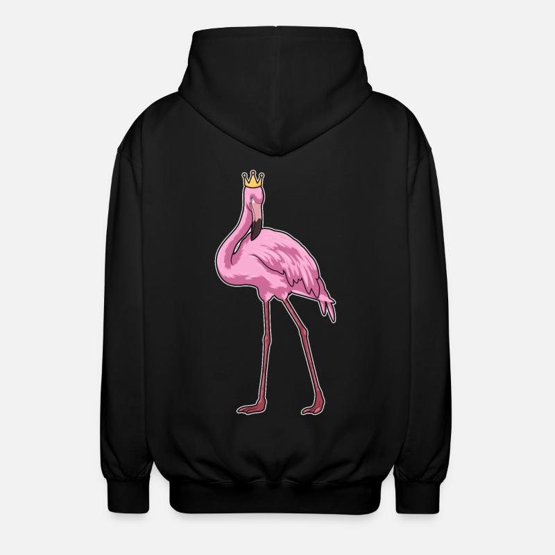 Flamant rose avec couronne - Veste à capuche unisexe - noir