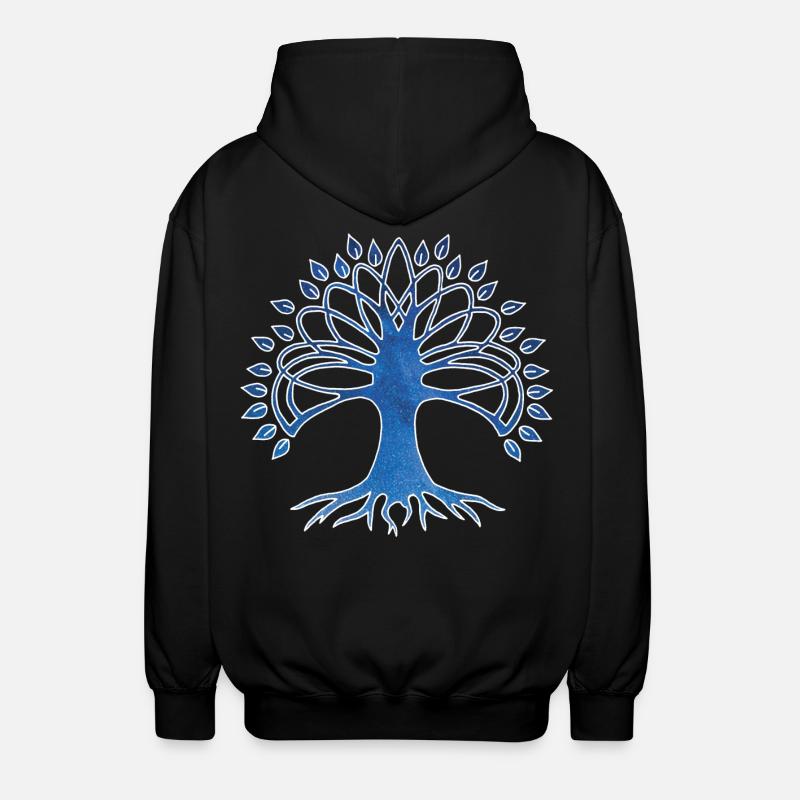 Lebensbaum und Sternenhimmel - Unisex Kapuzenjacke - Schwarz
