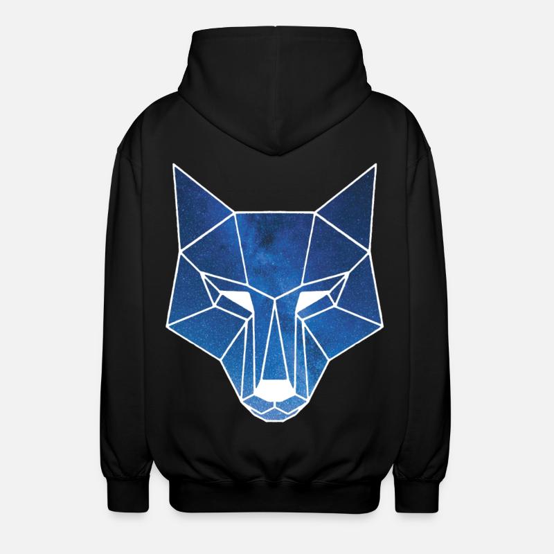 White wolf and starry sky - Unisex Hooded Jacket - black