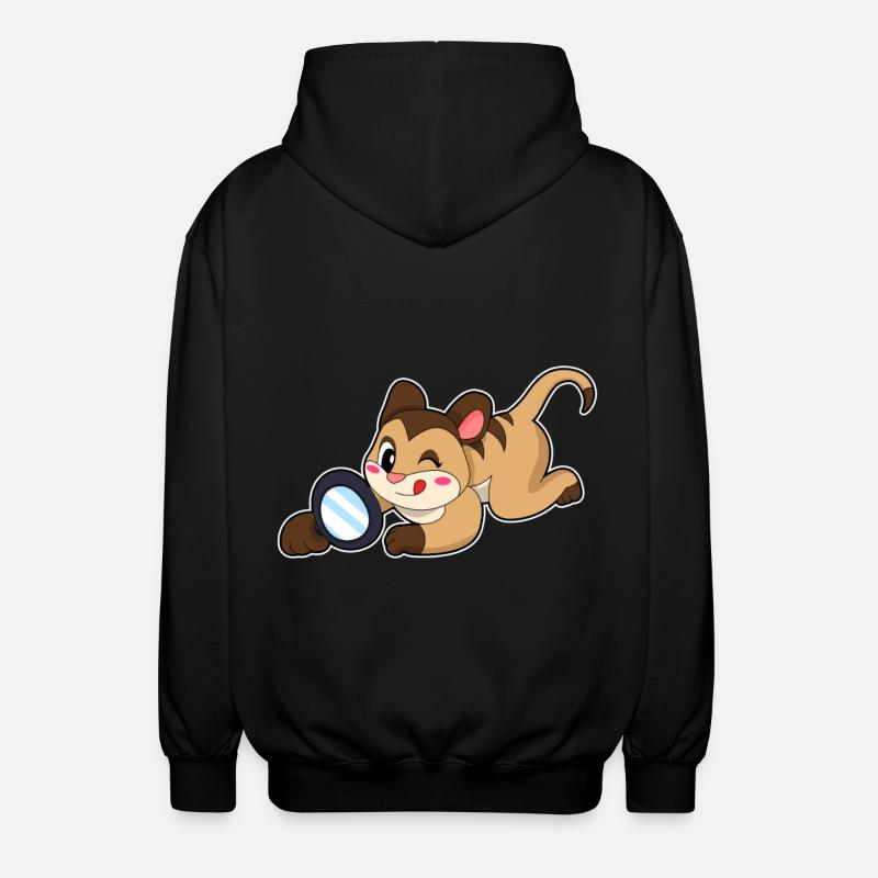 Erdmännchen mit Lupe - Unisex Kapuzenjacke - Schwarz