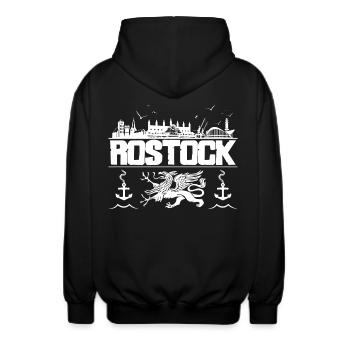 Rostock - Unisex Kapuzenjacke - Schwarz - Hinten - AI Model Male 185 light (185cm)