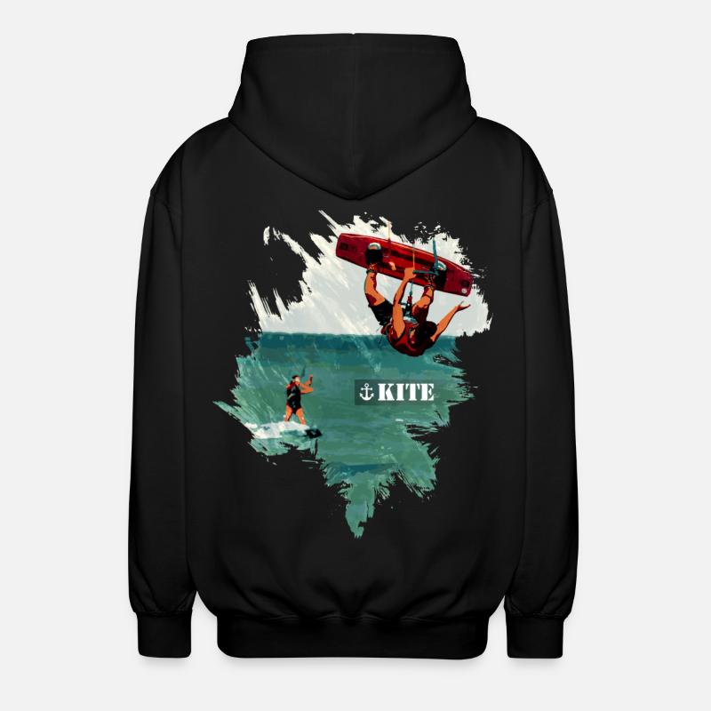 Kite Boarding | Kiting | Kite Surfing - Unisex Hooded Jacket - black