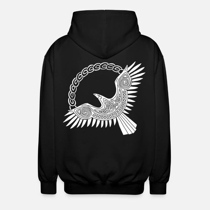 white viking eagle - Unisex Hooded Jacket - black