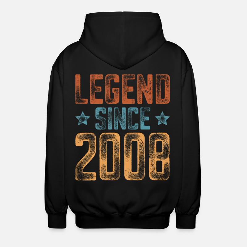 2008 Naissance Année de naissance Anniversaire - Veste à capuche unisexe - noir