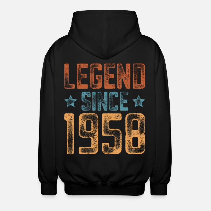 1958 Naissance Année de naissance Anniversaire - Veste à capuche unisexe - noir