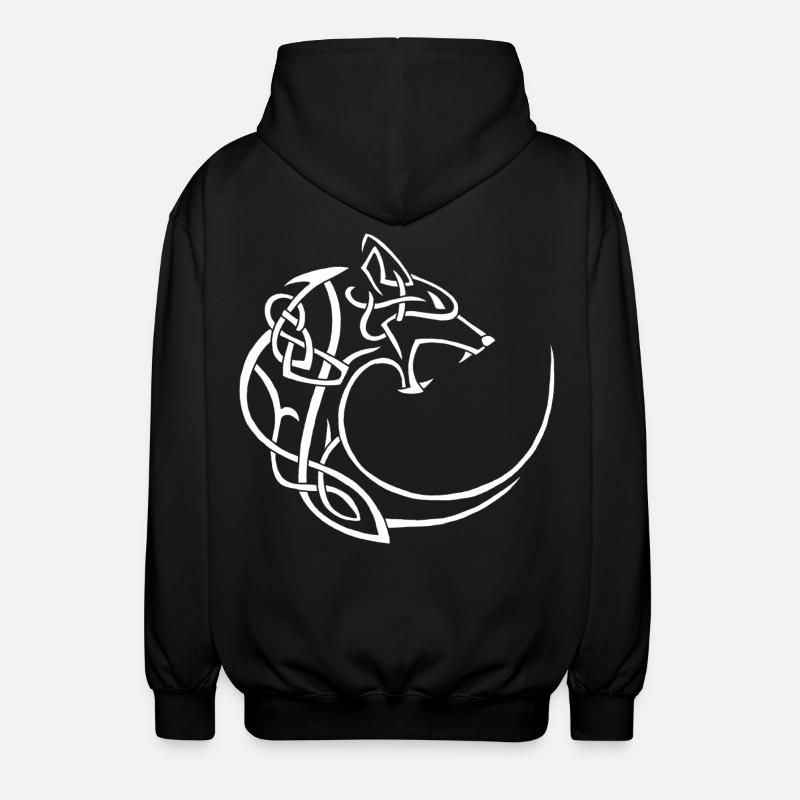 Weißer Mondwolf - Unisex Kapuzenjacke - Schwarz