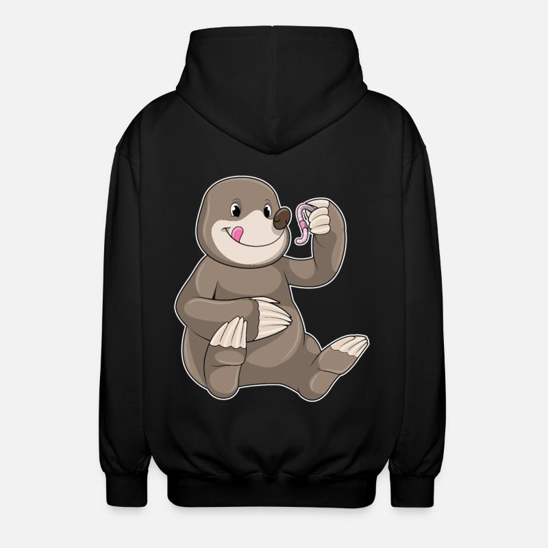 Mole Earthworm - Unisex Hooded Jacket - black