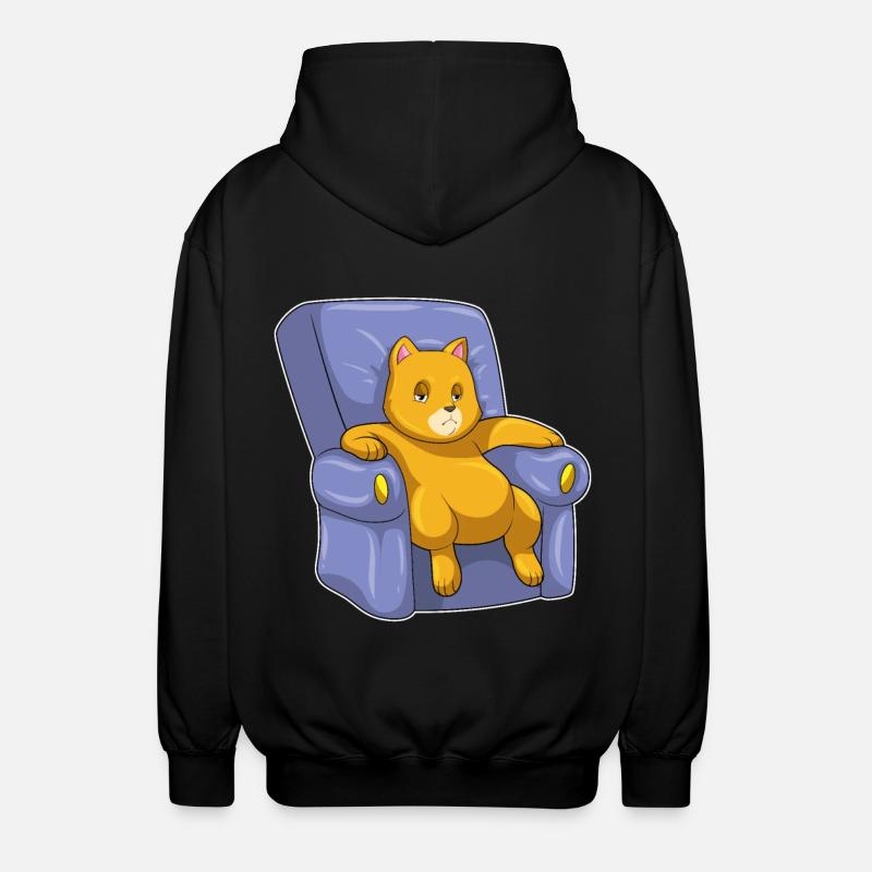 Cat with sofa - Unisex Hooded Jacket - black