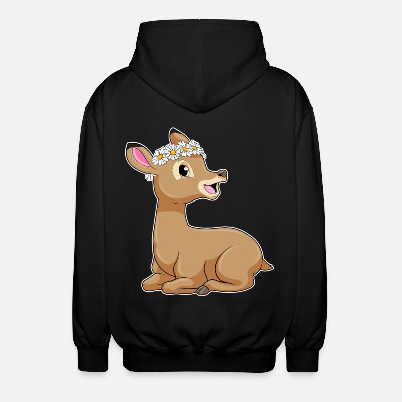 Reh Gänseblümchen - Unisex Kapuzenjacke - Schwarz