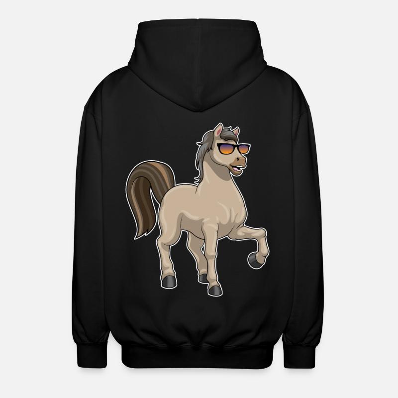 Cheval avec lunettes de soleil - Veste à capuche unisexe - noir