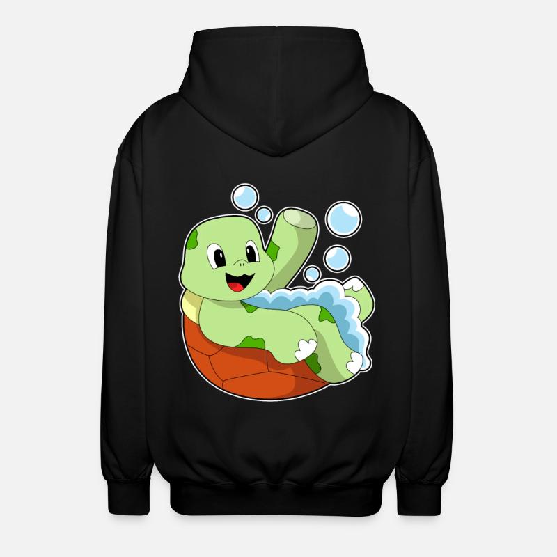 Turtle bathing with foam - Unisex Hooded Jacket - black