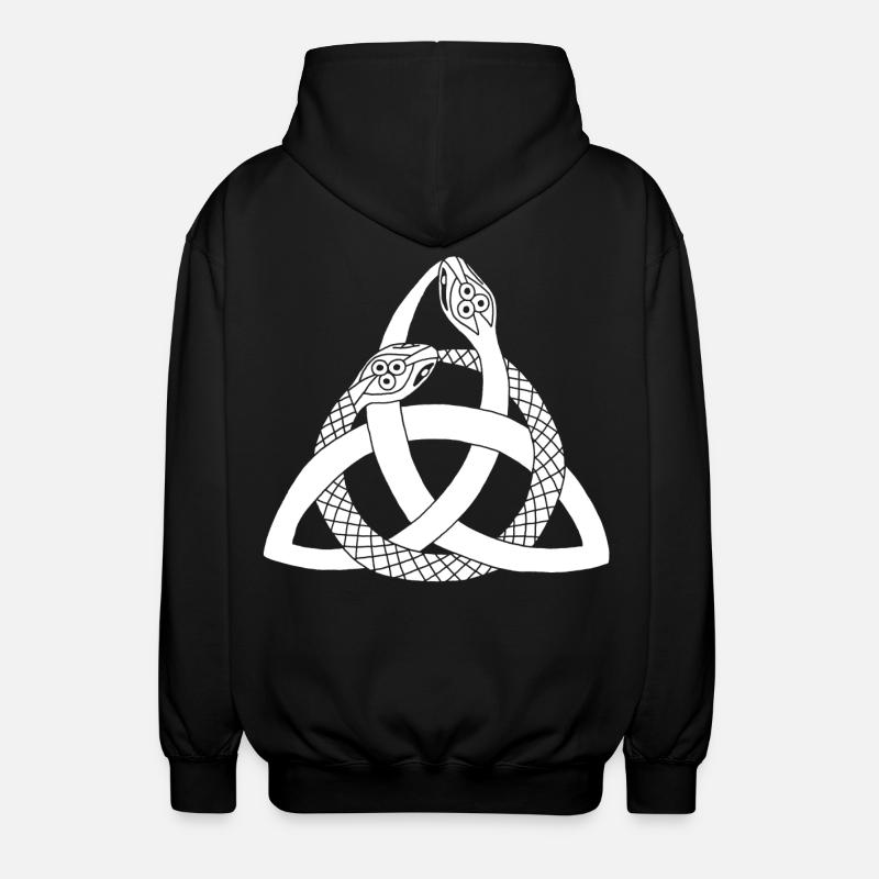 White snakes and Celtic symbol - Unisex Hooded Jacket - black