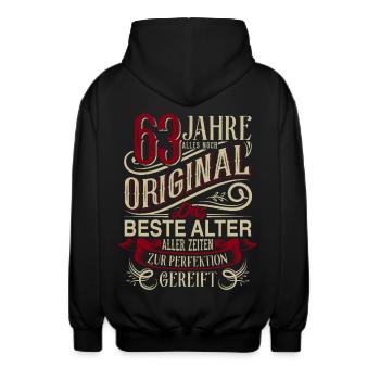 63. Geburtstag Vintage Retro - Unisex Kapuzenjacke - Schwarz - Hinten - AI Model Male 185 light (185cm)