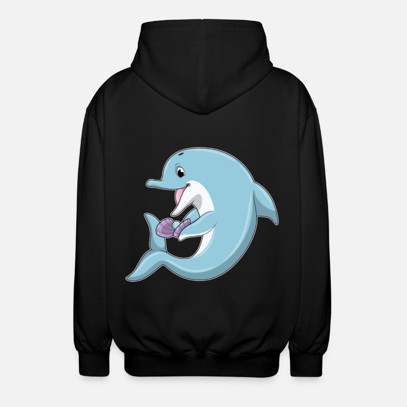 Dolphin Pearl - Unisex Hooded Jacket - black