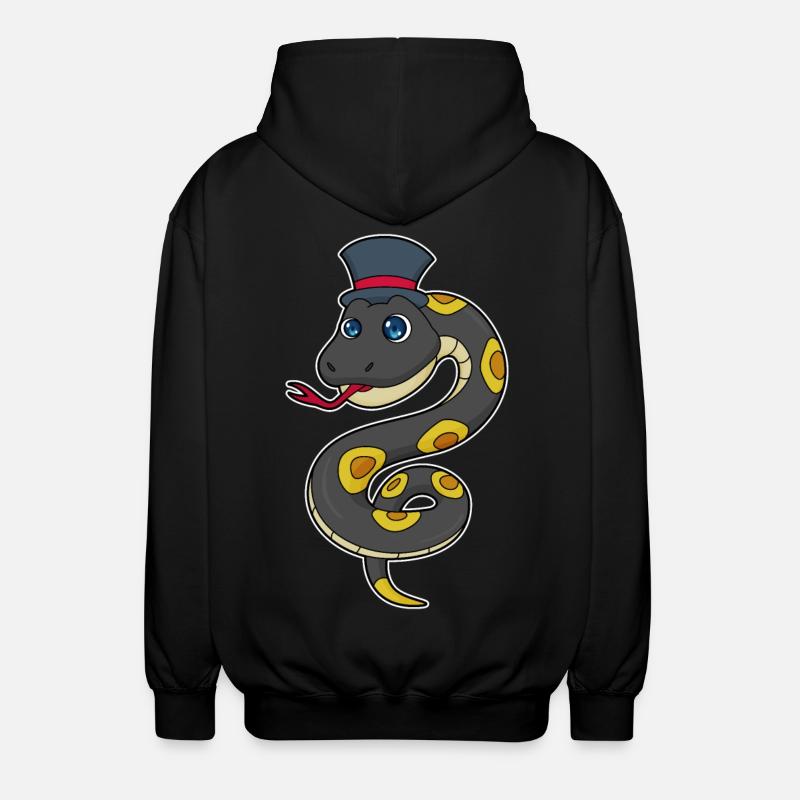 Schlange mit Hut - Unisex Kapuzenjacke - Schwarz