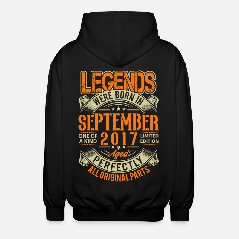 Légende d’anniversaire de septembre 2017 - Veste à capuche unisexe - noir