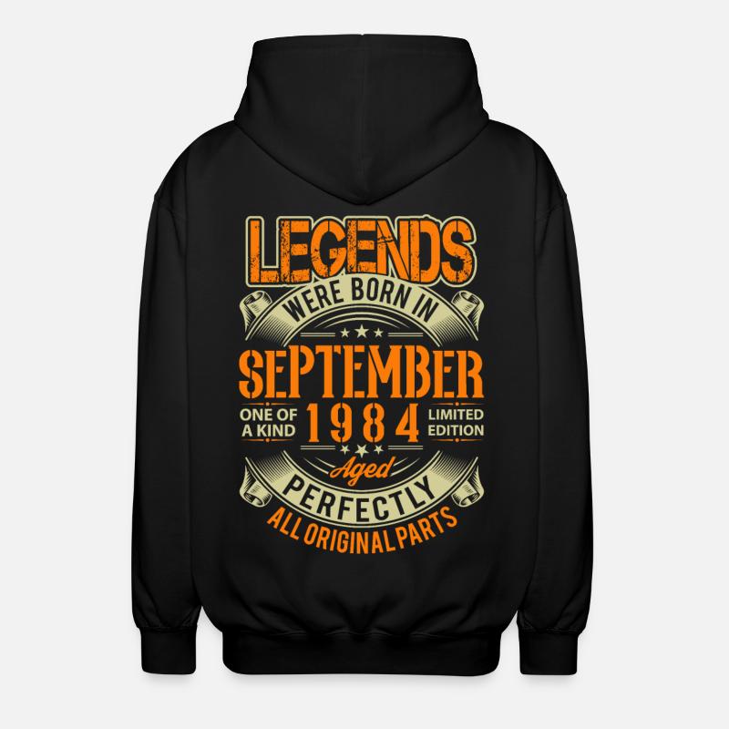1984 Septembre Légende d’anniversaire - Veste à capuche unisexe - noir