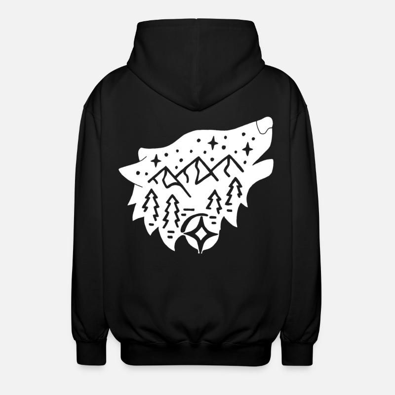 nature totem white wolf - Unisex Hooded Jacket - black