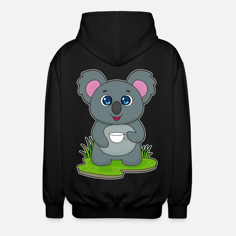 Koala mit Kaffeetasse - Unisex Kapuzenjacke - Schwarz