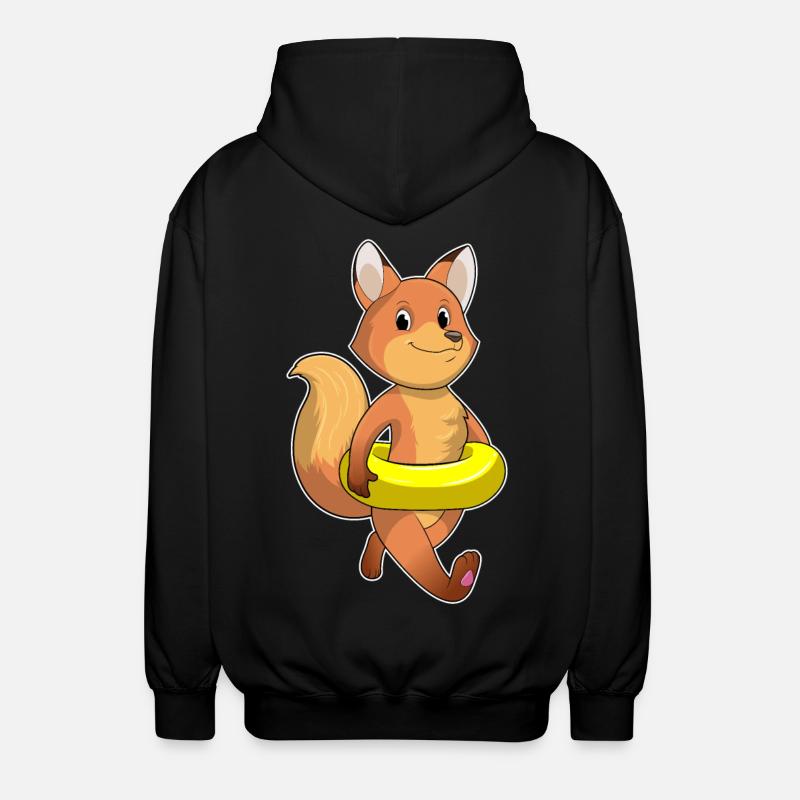 Fuchs mit Rettungsring - Unisex Kapuzenjacke - Schwarz