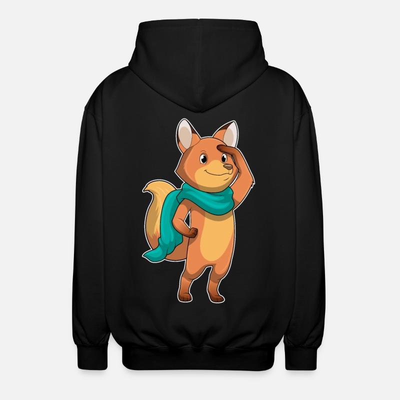 Fuchs mit Schal - Unisex Kapuzenjacke - Schwarz