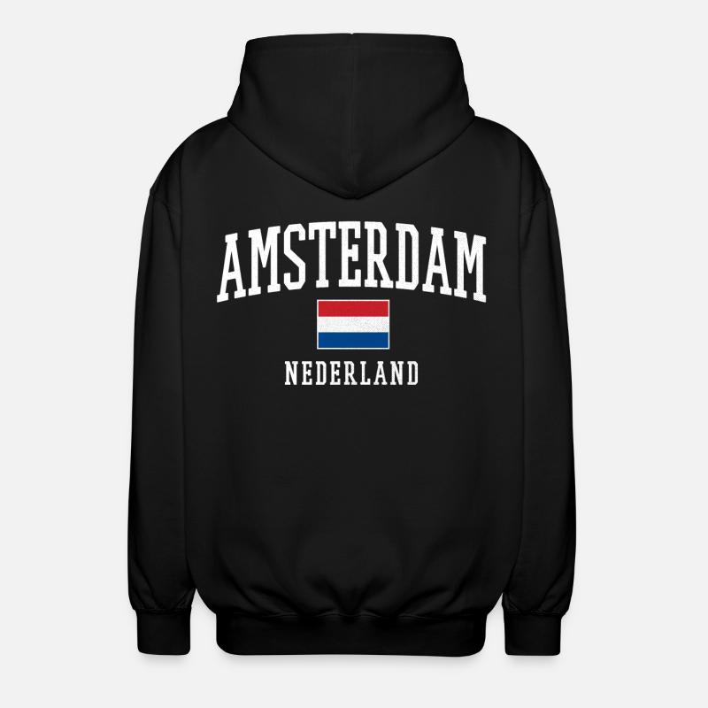 Amsterdam NL Flag Design - Unisex Hooded Jacket - black