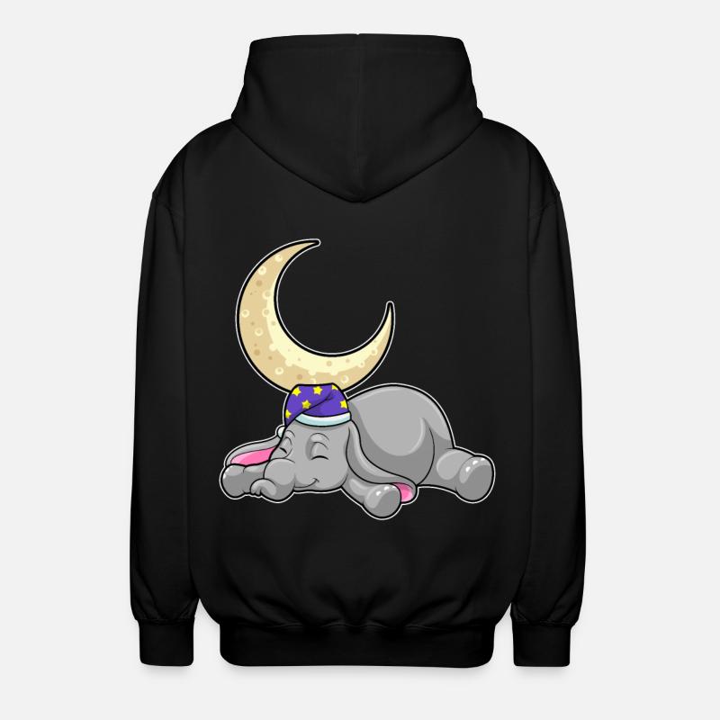 Éléphant avec lune - Veste à capuche unisexe - noir