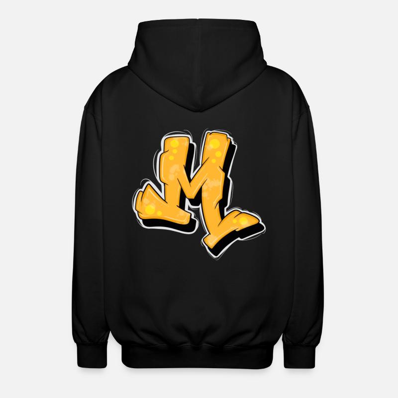 Yellow Graffiti Initials Logo. - Unisex Hooded Jacket - black
