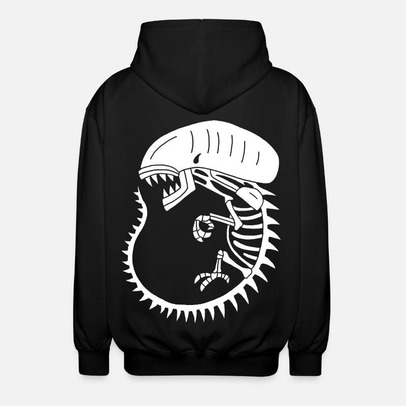 White alien monster skeleton - Unisex Hooded Jacket - black