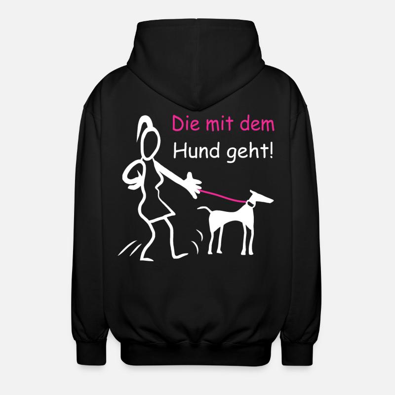 Die mit dem Hund geht ! - Unisex Kapuzenjacke - Schwarz