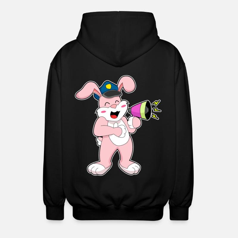 Rabbit Policier Microphone - Veste à capuche unisexe - noir