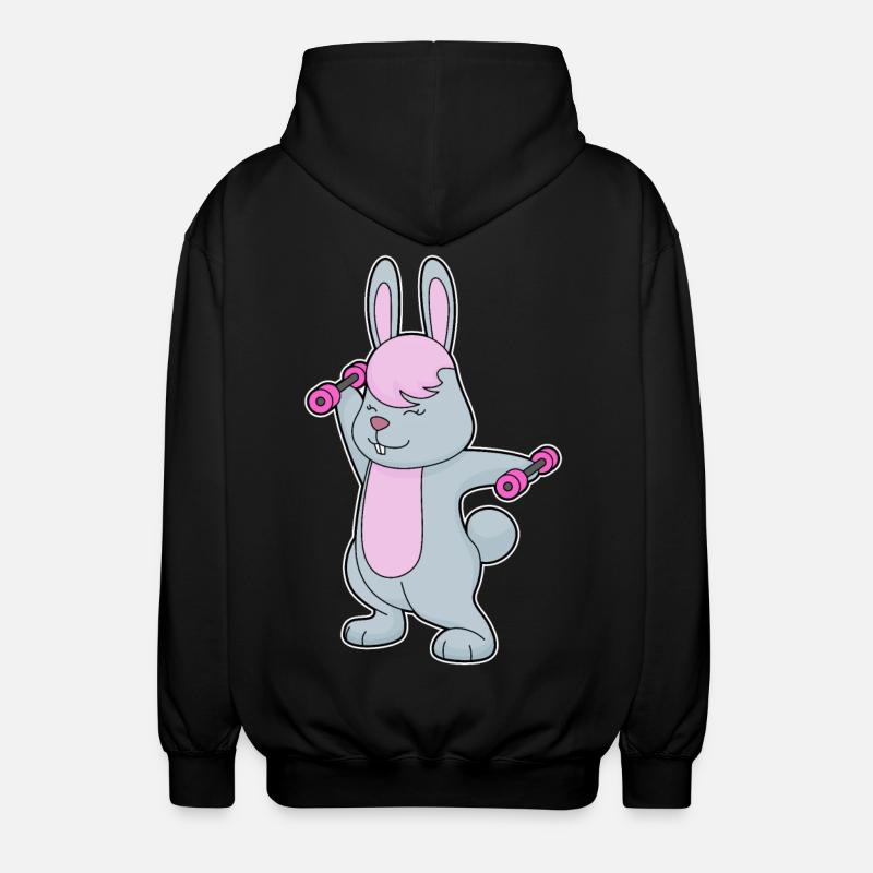 Culturisme Bunny Bodybuilder Haltères - Veste à capuche unisexe - noir