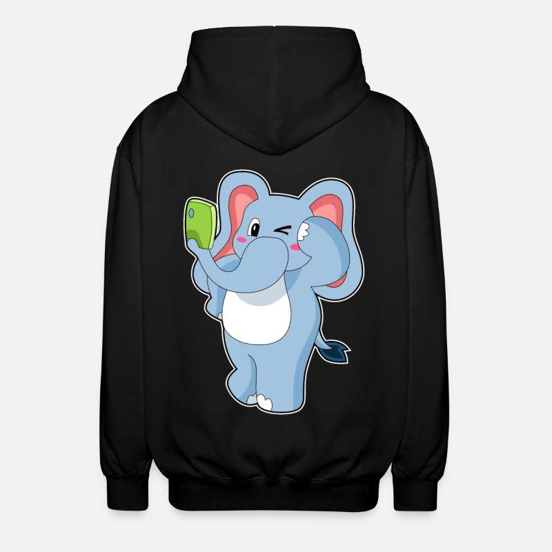 Téléphone portable éléphant - Veste à capuche unisexe - noir