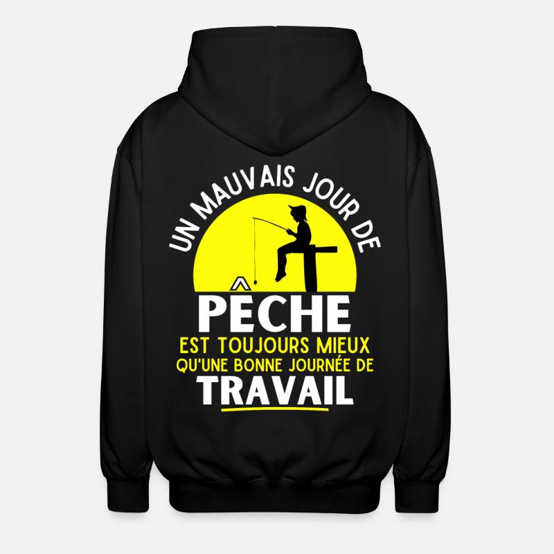 pêche, pêcheur, fan de pêche - Veste à capuche unisexe - noir
