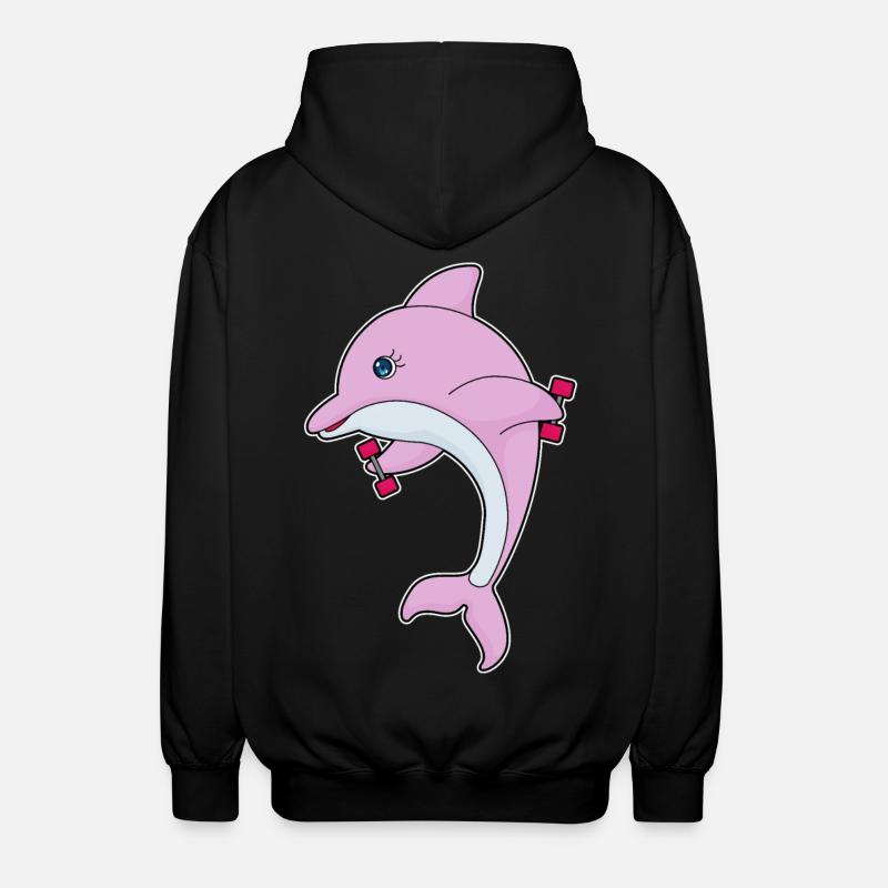 Dolphin Bodybuilder Dumbbells Bodybuilding - Veste à capuche unisexe - noir