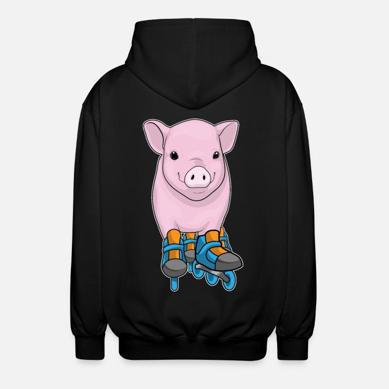 Schwein Inline skating Inline skates - Unisex Kapuzenjacke - Schwarz