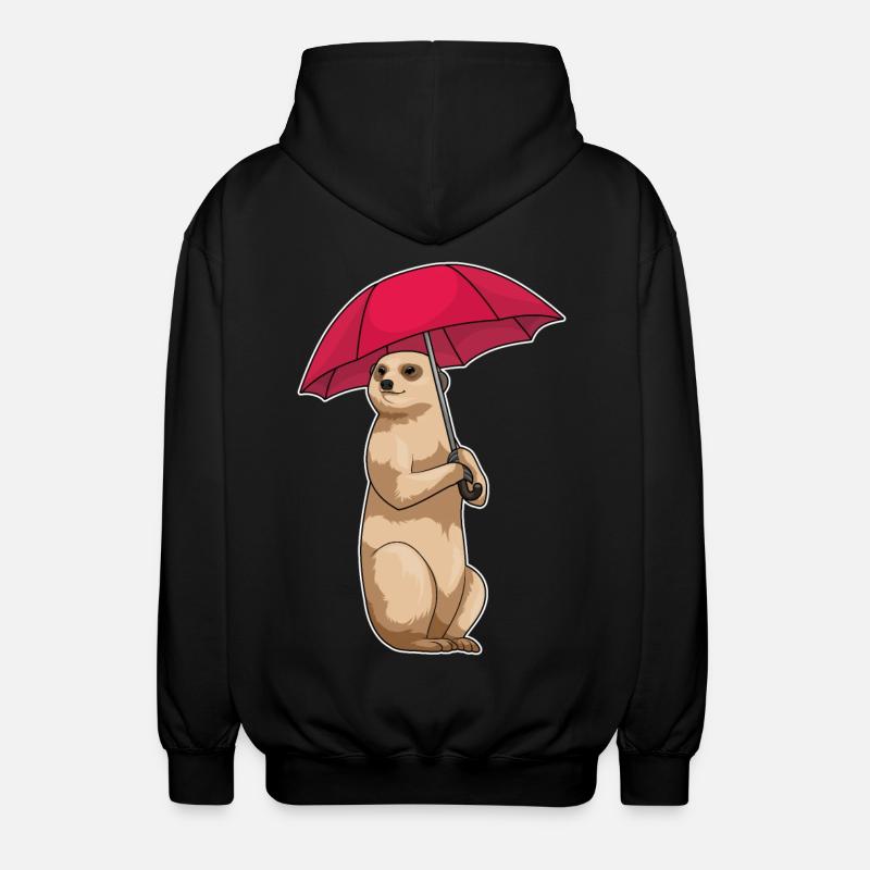 Erdmännchen Regenschirm - Unisex Kapuzenjacke - Schwarz