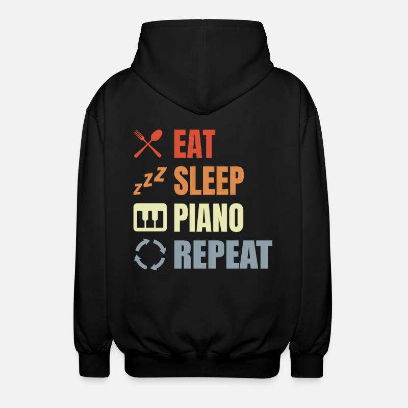 Manger Sleeping Piano Répéter - Veste à capuche unisexe - noir